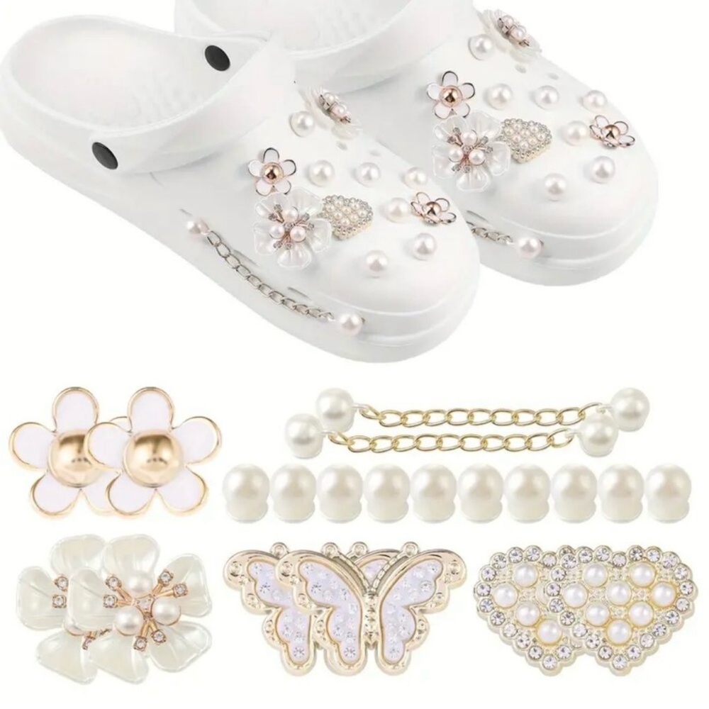 24 pcs Pearl Charm Set – Compatible with Crocs™ & Clog-Style Footwear & Bags